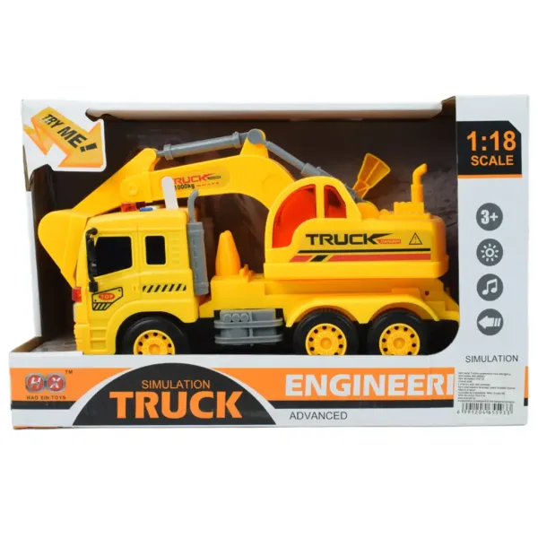 City Truck: Camion cu excavator cu lumină și sunet 1/18 imaginea 6