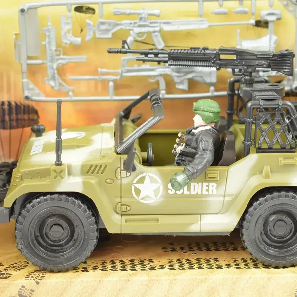 Combat Force 9: Vehicul militar de teren cu soldat și arme 22cm imaginea 3