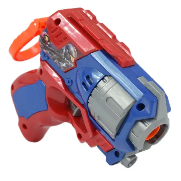 Cool Soft Bullet Gun: Pistol mic cu cartușe de culoare albastru-roșu 14cm imaginea 2