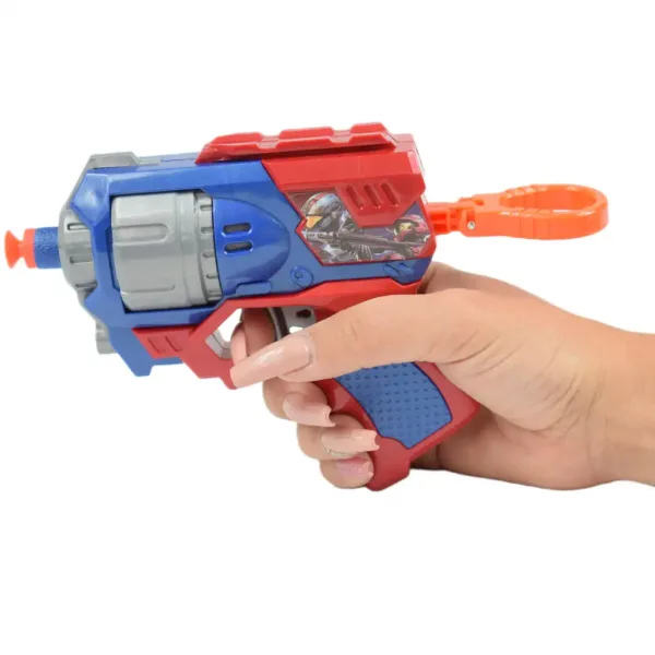 Cool Soft Bullet Gun: Pistol mic cu cartușe de culoare albastru-roșu 14cm imaginea 4