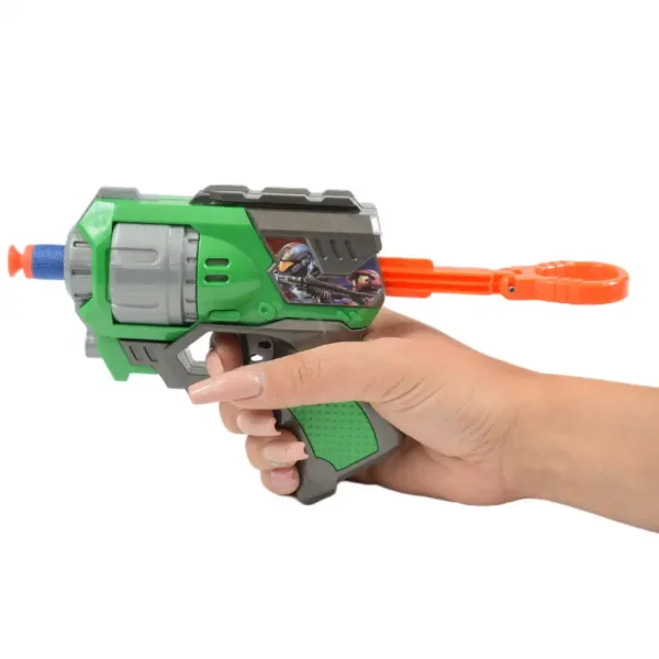Cool Soft Bullet Gun: Pistol mic cu cartușe de culoare verde 14cm imaginea 4