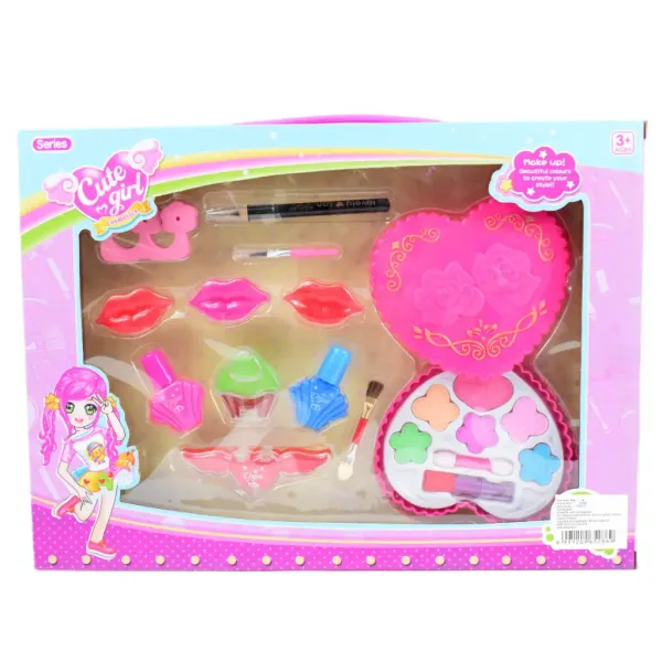 Cute Girl: Set de machiaj cu paleta de farduri, lac de unghii si luciu de buze imaginea 6