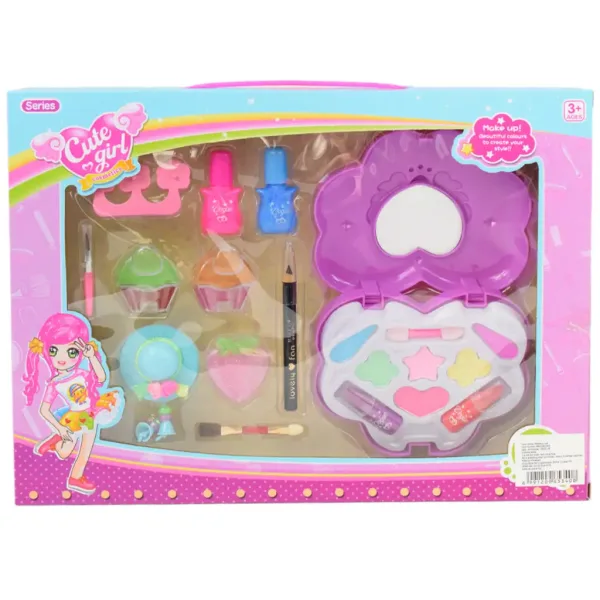 Cute Girl: Set de machiaj si manichiura cu paleta, lac de unghii si accesorii imaginea 8
