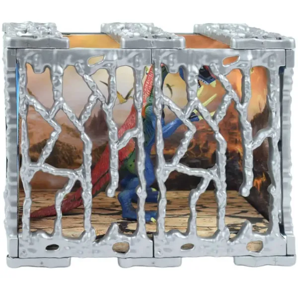 Dino World: Figurină detaliată a dinozaurului Therizinosaurus de 20 cm într-o cușcă imaginea 3