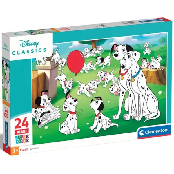 Disney clasice: 101 Câini 24 bucăți maxi supercolor puzzle - Clementoni imaginea 1