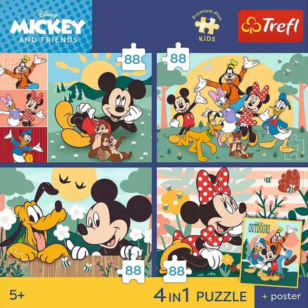 Disney Mickey Mouse și prietenii – 4 x 88 bucăți Premium Plus Kids puzzle – Trefl imaginea 2