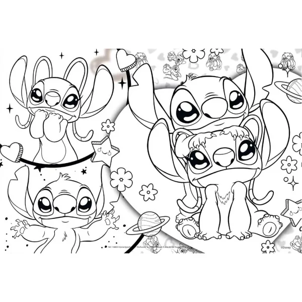 Disney Stitch 2 în 1 250 de piese puzzle și colorat 50x35cm - Lisciani imaginea 2