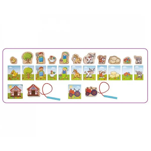 Eichhorn: Jucărie din lemn cu șnururi de fermă 13buc - Simba Toys imaginea 2