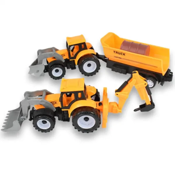 Engineering Truck: Set de utilaje din 2 părți cu tractoare, remorcă și daltă imaginea 2