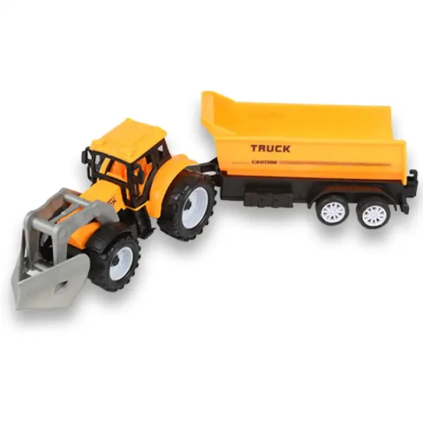 Engineering Truck: Set de utilaje din 2 părți cu tractoare, remorcă și daltă imaginea 4