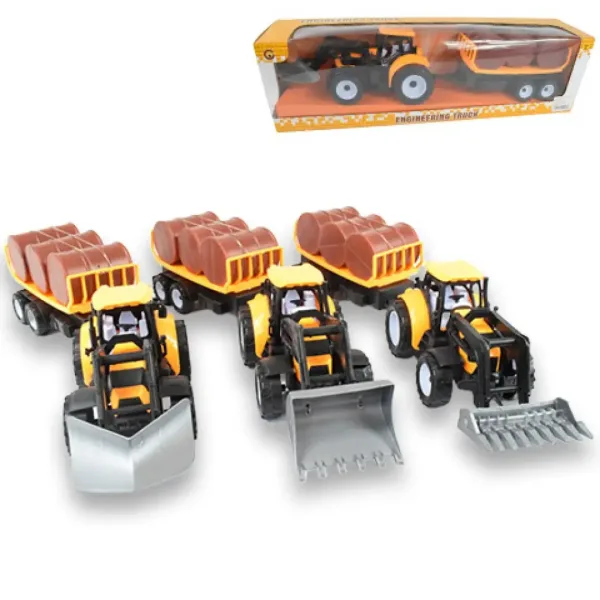 Engineering Truck: Tractor excavator cu remorca si butoaie in diverse versiuni 43cm imaginea 1