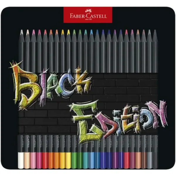 Faber-Castell: Black Edition creion colorat 24 bucăți în cutie metal imaginea 1