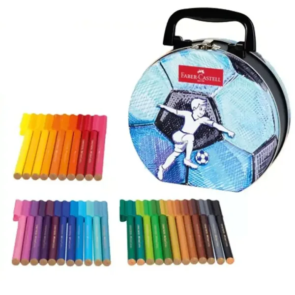 Faber Castell: Set de markere Connector cu tematică fotbalistică, 33 de bucăți, în cutie metalică imaginea 2
