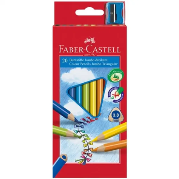 Faber-Castell: Junior creioane colorate 20 bucăţi cu ascuţitoare imaginea 1