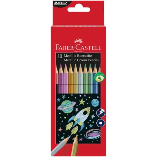 Faber-Castell: Set creioane colorate 10 bucăţi culori metal imaginea 1