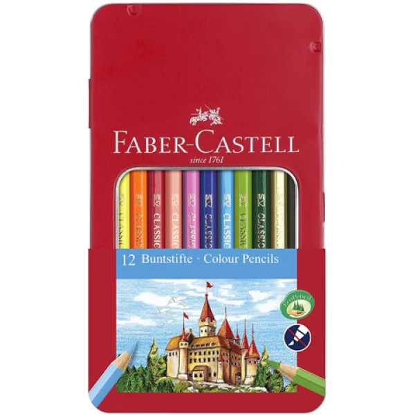 Faber-Castell: Set creioane colorate 12 bucăţi în cutie metal imaginea 1
