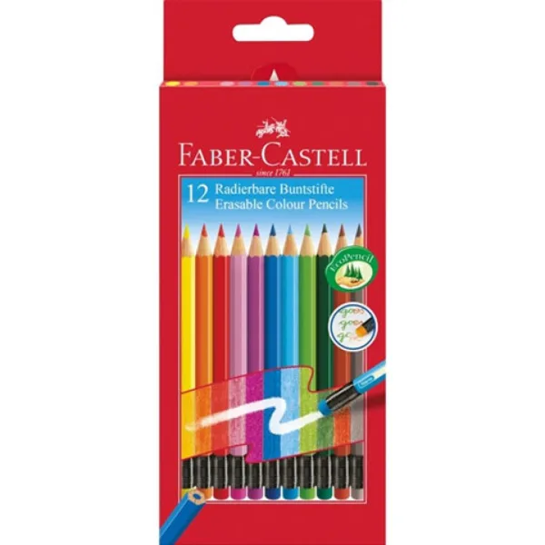 Faber-Castell: Set creioane colorate cu radieră 12 bucăţi imaginea 1