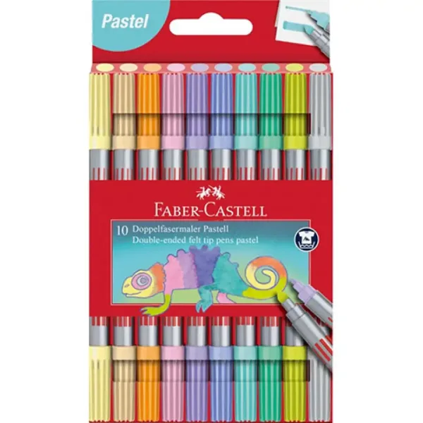 Faber-Castell: set marker 10 bucăți vârf dublu în culori pastelate imaginea 1
