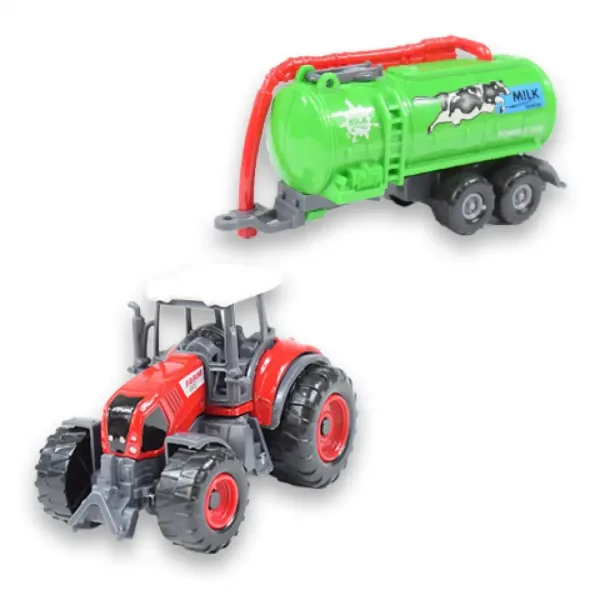 Farm Set: Tractor agricol cu ​​remorcă în patru versiuni 22cm imaginea 3