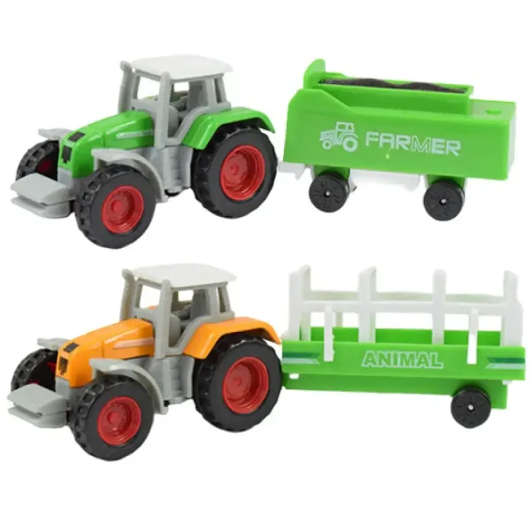 Farm World: 4 bucăți set tractor agricol cu ​​remorcă 1/64 imaginea 3