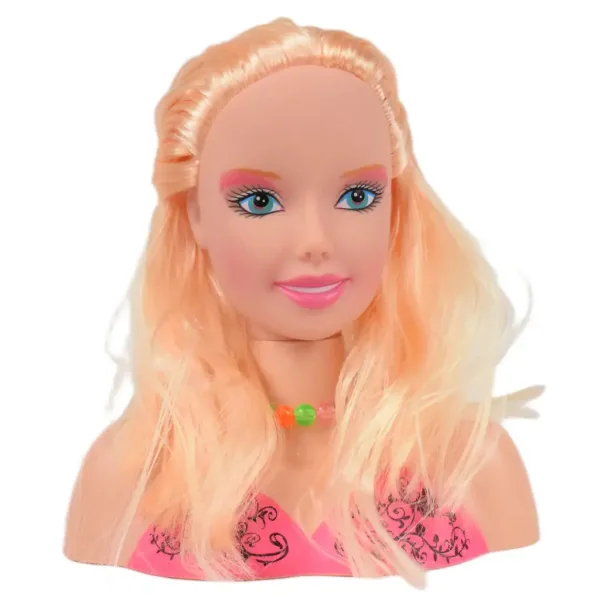 Fashion Girl: Cap de papusa pieptanabil cu par blond cu paleta de machiaj si accesorii 21cm imaginea 2