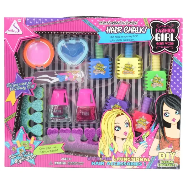 Fashion Girl: Set de machiaj cu cretă de păr, machiaj și burete imaginea 4