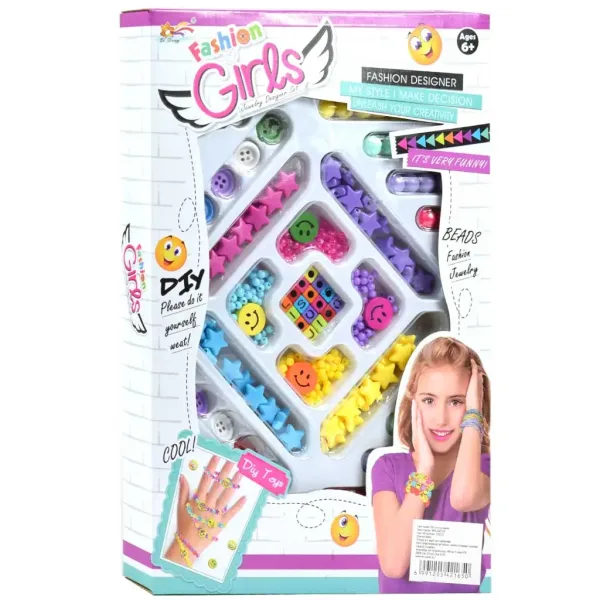 Fashion Girls: set de confectionare de bratari cu peste 100+ de margele colorate si stele imaginea 1