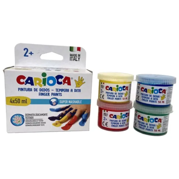 Finger Paints set cu diferite culori 4x50ml - Carioca imaginea 2