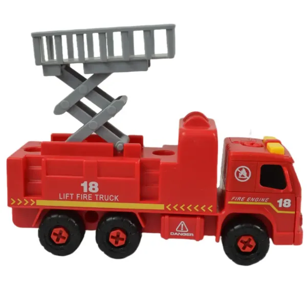 Fire Engine: Camion de pompieri demontabil cu coș de ridicare, scule si sunet 20cm imaginea 4