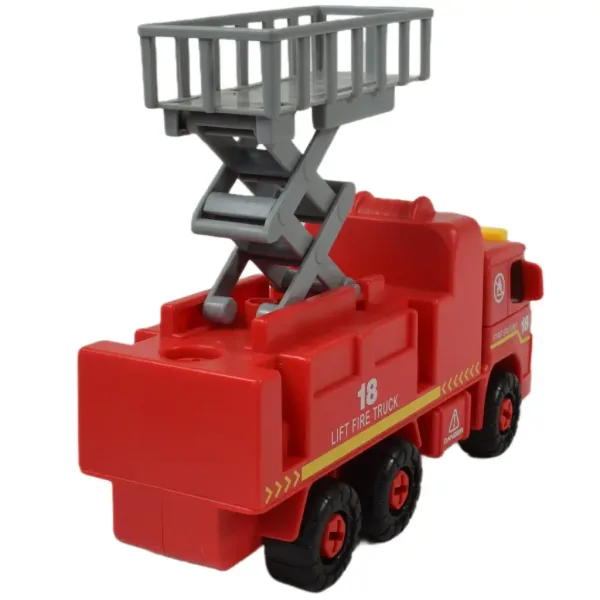 Fire Engine: Camion de pompieri demontabil cu coș de ridicare, scule si sunet 20cm imaginea 5