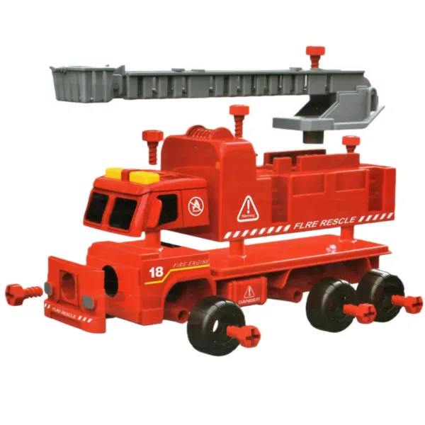 Fire Engine: Camion de pompieri demontabil cu coș de ridicare, scule si sunet 20cm imaginea 6