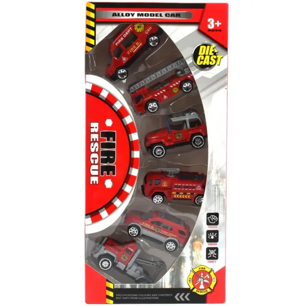 Fire Rescue: Set de mașinuțe de pompieri 6 bucăți 1/64 imaginea 3