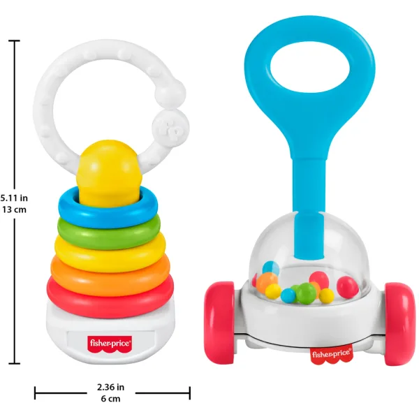 Fisher-Price: set de 2 zornăitoare colorate pentru bebeluși - Mattel imaginea 3