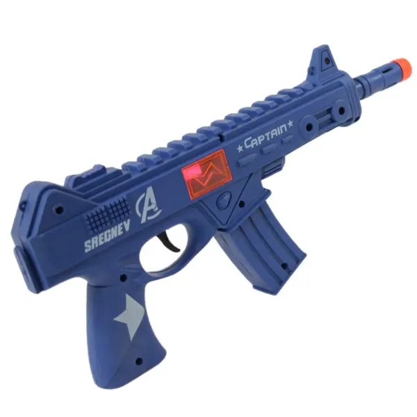 Flint Gun: Mitralieră militară albastră cu funcție de tragere 30cm imaginea 3