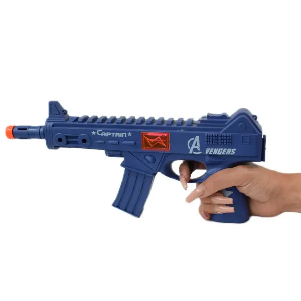 Flint Gun: Mitralieră militară albastră cu funcție de tragere 30cm imaginea 4