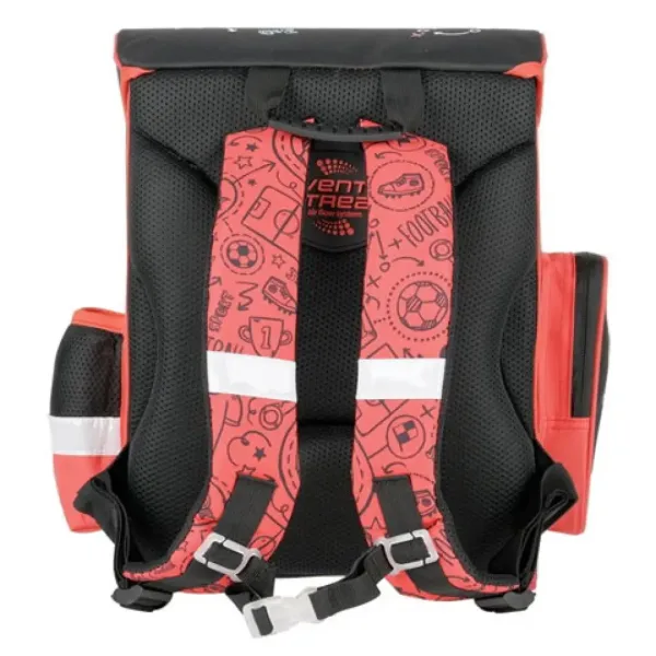 Football ghiozdan ergonomic negru si rosu, rucsac 36x27x14cm - Bambino imaginea 3