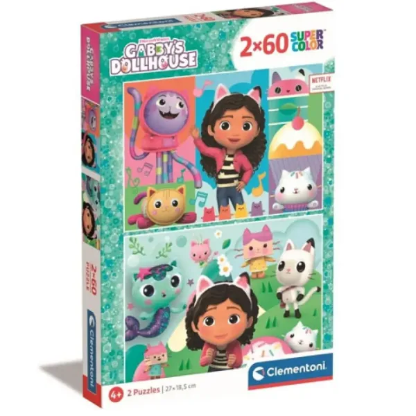 Gabby's Dollhouse Supercolor 2x60 bucăți puzzle - Clementoni imaginea 1
