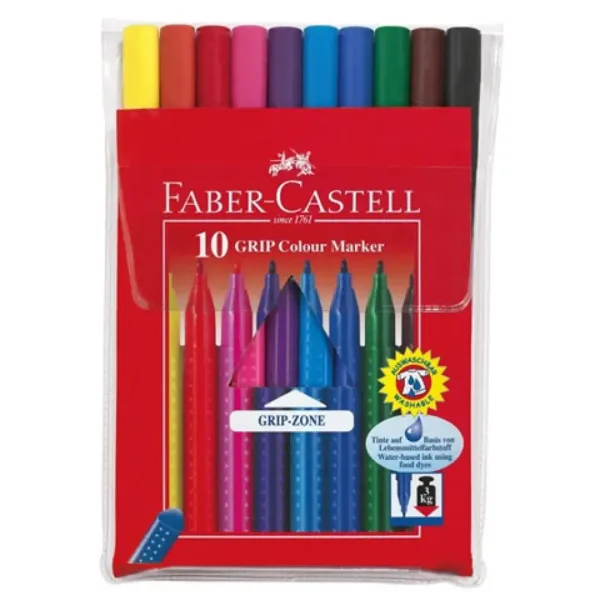 Grip marker colorat care se poate spăla set 10 bucăţi - Faber-Castell imaginea 1