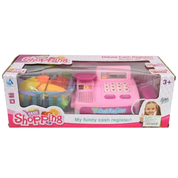 Happy Shopping: Casă de marcat roz cu produse, sunet si accesorii 22x10x15cm imaginea 9