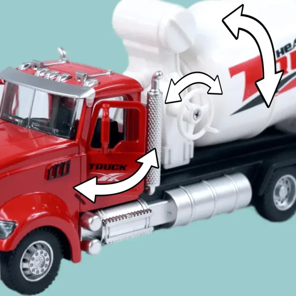 Heavy Duty Truck: Model de autobetonieră metalica cu usi care se deschid si tambur rotativ 1/36 imaginea 5