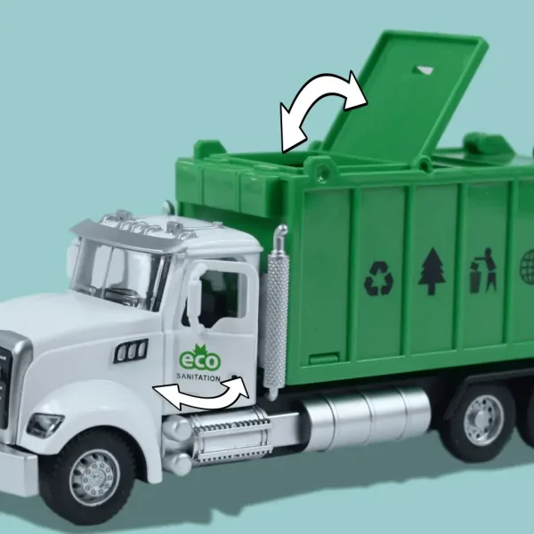 Heavy Duty Truck: Model de camion de colectare selectivă a deșeurilor cu uși care se deschid 1/36 imaginea 7