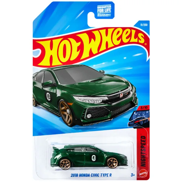 Hot Wheels: 2018 Honda Civic Type R mașinuță verde 1/64 – Mattel imaginea 1