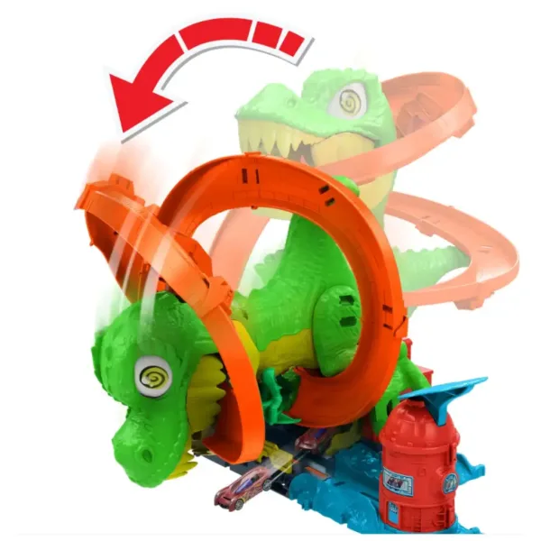Hot Wheels: Set de pistă Atacul T-Rex - Mattel imaginea 3