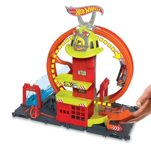Hot Wheels City: Statie de pompieri set de joacă - Mattel imaginea 2
