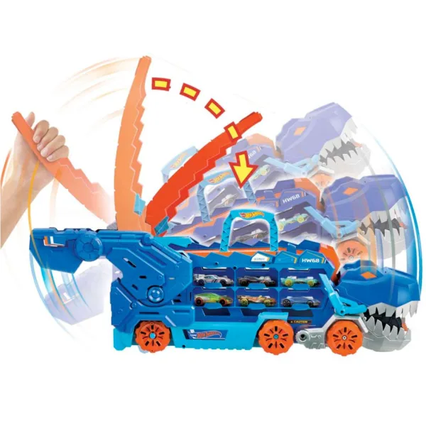 Hot Wheels City: Transformabil Ultimate Transportor de Mașini T-Rex - Mattel imaginea 2