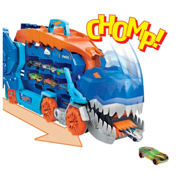 Hot Wheels City: Transformabil Ultimate Transportor de Mașini T-Rex - Mattel imaginea 3