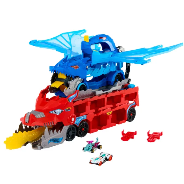Hot Wheels City: Transportor de mașini Dragon - Mattel imaginea 4