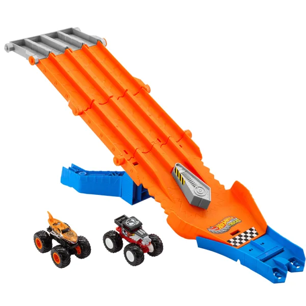 Hot Wheels Monster Trucks: Set de pistă de urmărire cu 2 mașinuțe - Mattel imaginea 2