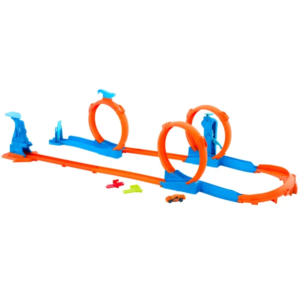 Hot Wheels: Set de creator al pistei cu triple bucle - Mattel imaginea 2