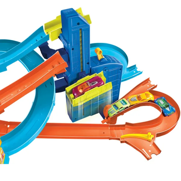Hot Wheels: Set de pistă Super Spiral cu 5 mașinuțe - Mattel imaginea 4